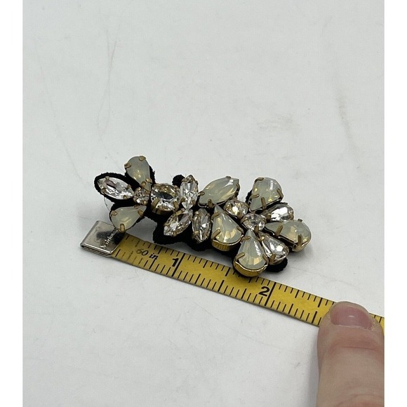 J. Crew Crystal Clear‎ Opal Color Cluster Black Fabric-Backed Statement Earrings - Picture 15 of 16